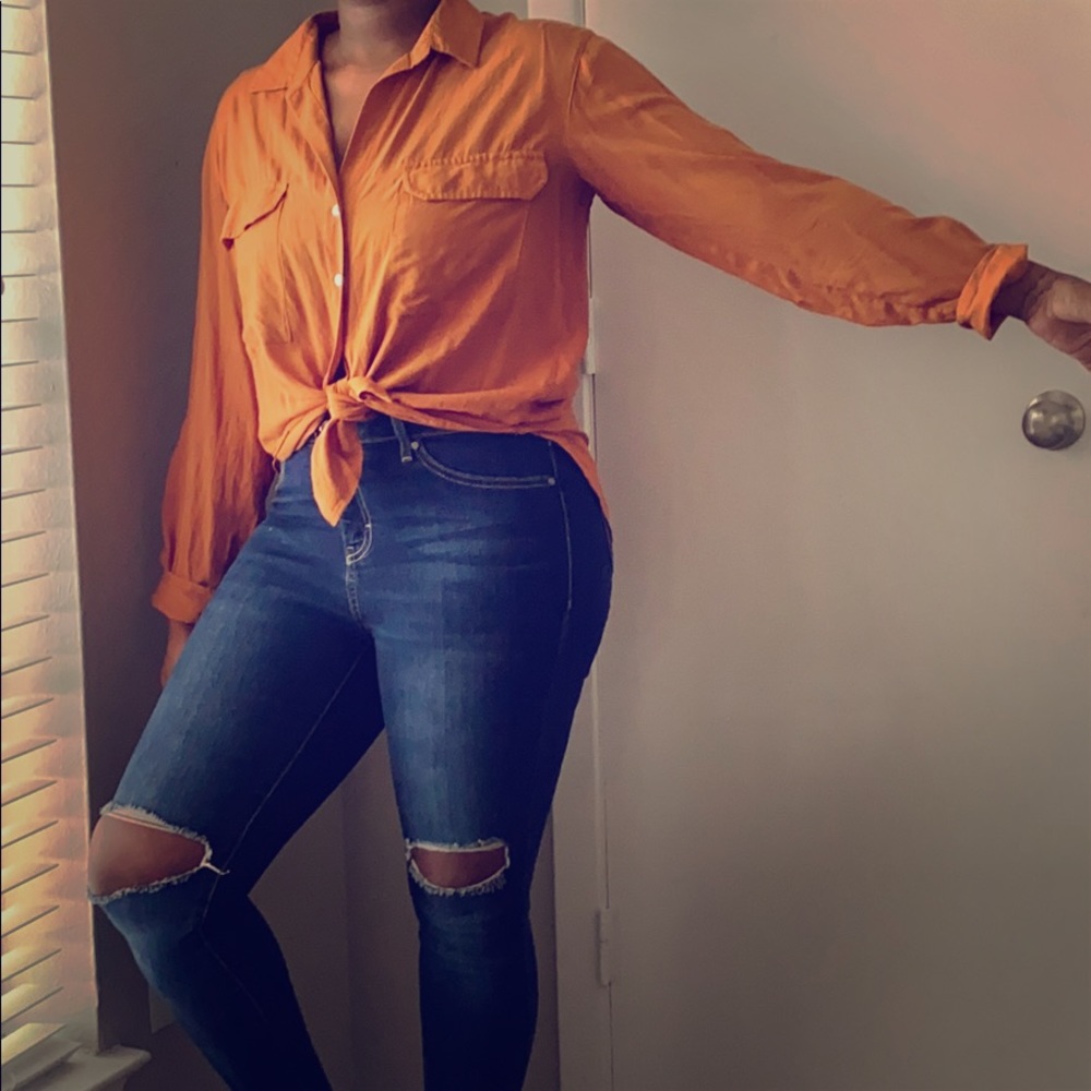 Brown Button Up Blouse